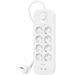 Belkin Regleta SurgePlus 8 Tomas, 2 USB-C. Blanco