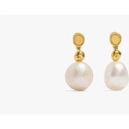 Parfois Pendientes de plata de ley con baño de oro de 18 k con perla decorativa. Blanco