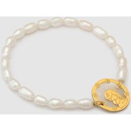 El Corte Inglés Pulsera de niña de perlas con Virgen Niña. Blanco