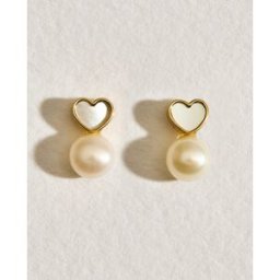 El Corte Inglés Pendientes de oro, nácar y perla. Blanco