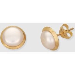 El Corte Inglés Pendientes de oro y perla blanca . Blanco