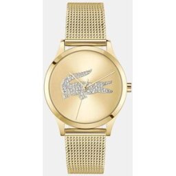 Lacoste Reloj de mujer Crocodelle de acero dorado. Blanco
