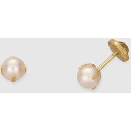 El Corte Inglés Pendientes de bebé de oro y perla. Blanco