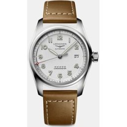Longines Reloj de hombre Spirit L38104732 automático de piel marrón. Plateado