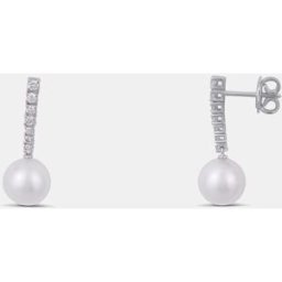 El Corte Inglés Pendientes de oro diamantes y perlas. Blanco