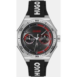 HUGO Reloj de hombre Grail Sport 1530397 multifunción de silicona negro. Negro