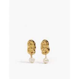 Parfois Pendientes de acero inoxidable efecto envejecido con perlas decorativas. Blanco