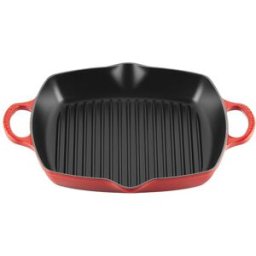 Le Creuset Parrilla cuadrada alta de hierro fundido . Cereza
