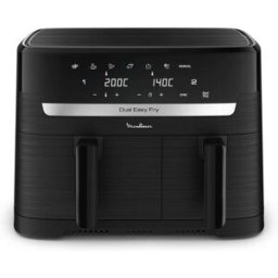 Moulinex Freidora de aire sin aceite Dual Easy Fry EZ901N Capacidad 8,3L. Negro