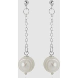 Luxenter Pendientes áfrica moda de plata de ley 925 acabados en rodio con perla blanca. Multicolor