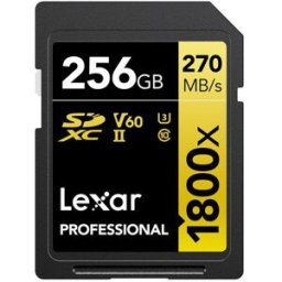 Lexar Tarjeta de memoria Professional SDXC 256GB 1800x Serie GOLD. Negro / Dorado