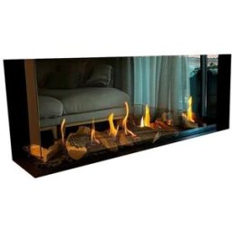 NORA FLAMES Chimenea Gas LPG Pano 1100 Esquinera Izquierda. Negro