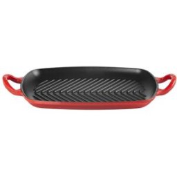 Le Creuset Parrilla rectangular grill de hierro fundido . Cereza