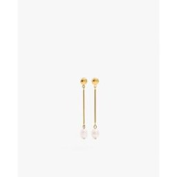 Parfois Pendientes de acero inoxidable con barras y perlas decorativas. Blanco