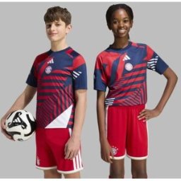 Adidas Camiseta de niños FC Bayern Munich 2026-2027 Pre-Match . (10 años) Azul marino / Rojo