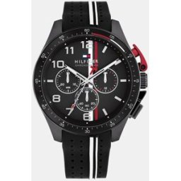 Tommy Hilfiger Reloj de hombre Bank 1792168 cronógrafo de silicona negro. Negro