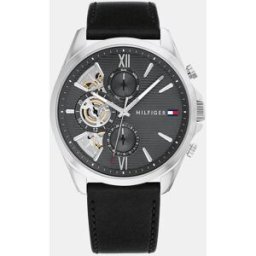 Tommy Hilfiger Reloj de hombre Baker 1710644 multifunción de piel negro. Negro