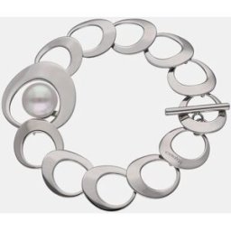 Majorica Pulsera Petra en acero y perla blanca. Blanco