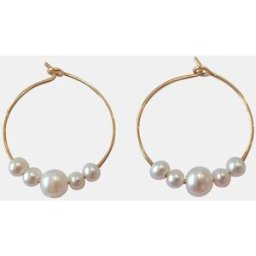El Corte Inglés Pendientes de aro Essential Gold de oro y perlas. Blanco