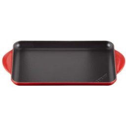 Le Creuset Parrilla rectangular lisa de hierro fundido . Cereza