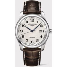 Longines Reloj de hombre L27934783 The Master Collection automático de piel marrón. Plateado