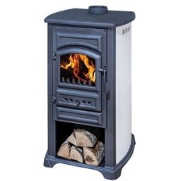 Eider Estufa Leña Fundición y Acero Forte 5,4 kW. Gris / Blanco