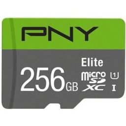PNY Tarjeta de memoria MicroSD Elite 256GB. Gris / Verde