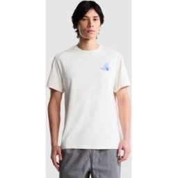The North Face Camiseta recta con estampado para hombre Mountain Celebration . (XL) Blanco