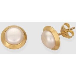 El Corte Inglés Pendientes de oro y perla blanca . Blanco