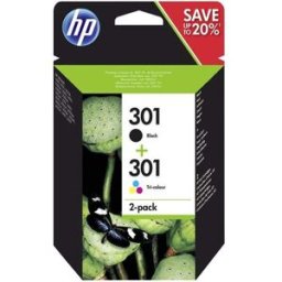 HP Pack original 2 cartuchos de tinta 301 negro + tricolor (N9J72AE).