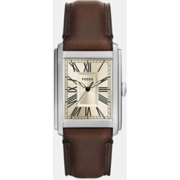 Fossil Reloj de hombre carraway de piel. Marrón