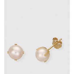 El Corte Inglés Pendientes de oro y perla . Blanco