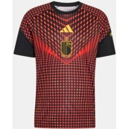Adidas Camiseta de hombre Bélgica Mundial 2026 Pre Match . Negro / Rojo