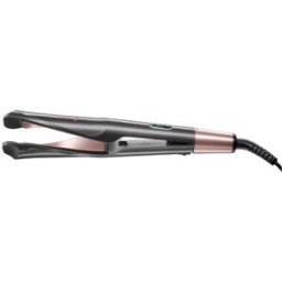 Remington Plancha de pelo 2 en 1 Curl & Straight Confidence riza y alisa gracias a sus placas en espiral con cerámica y turmalina anti. Negro / Bronce