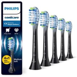 Philips Pack de 5 cabezales de recambio Sonicare Premium defensa placa, cepillo eléctrico. Negros