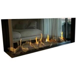 NORA FLAMES Chimenea Gas Natural Pano 650 Esquinera Derecha. Negro