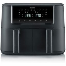 Severin Freidora doble de aire caliente FR 2463 2600 W con 10 Programas y capacidad de 8 litros. Negro