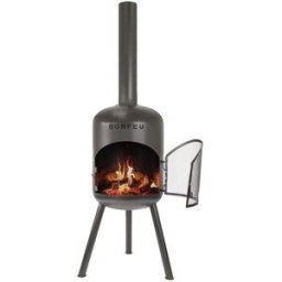 BONFEU Chimenea de Leña Exterior Bonbono Acero. Negro