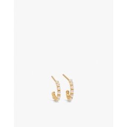 Parfois Pendientes de aro de plata de ley bañado en oro de 18 k con perlas decorativas. Blanco