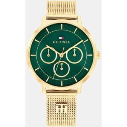 Tommy Hilfiger Reloj de mujer Tea 1782880 de acero dorado. Verde esmeralda