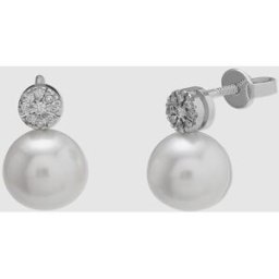 El Corte Inglés Pendientes Black & White de oro con diamantes y perla. Blanco