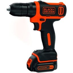Black & Decker Taladro Atornillador 10,8V BLACK + DECKER sin ajuste de par con 1 batería 1,5Ah de Lítio y cargador 2A - BDCD12. Naranja / Negro