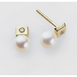 El Corte Inglés Pendientes de bebé de oro, perla y circonita. Blanco