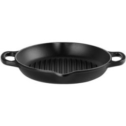 Le Creuset Parrilla redonda alta de hierro fundido . Negro