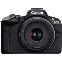 Canon Cámara evil EOS R50 + objetivo RF-S 18-45mm F4.5-6.3 IS STM + objetivo RF 75-300mm F4-5.6. Negro