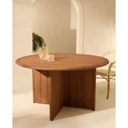 El Corte Inglés Mesa redonda de jardín de madera de teca Málaga. Natural