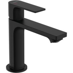 Hansgrohe Grifo monomando con caño largo y apertura en frío para lavabo Rebris E . Negro mate