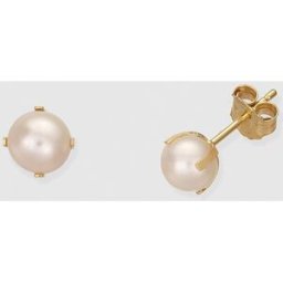El Corte Inglés Pendientes de oro y perla . Blanco