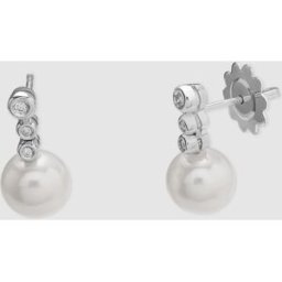 El Corte Inglés Pendientes Black & White de oro con diamantes y perla. Blanco