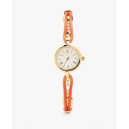 Parfois Reloj de mujer redondo con correa de cuerda. Naranja